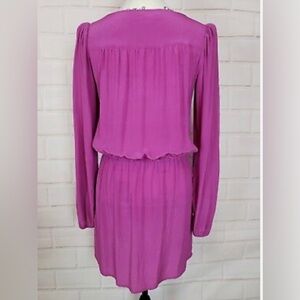 Medium BDB David Bitton Women's Long Sleeve Pink 100% Silk Blouson Mini